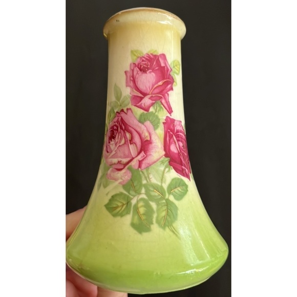 Antique Victorian Flower Pig with pink roses - Picture 2 of 6